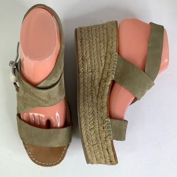 RAG & BONE August Espadrille Brown Suede Leather Wedge Sandals Sz 38.5/US 8.5 - Picture 2 of 12